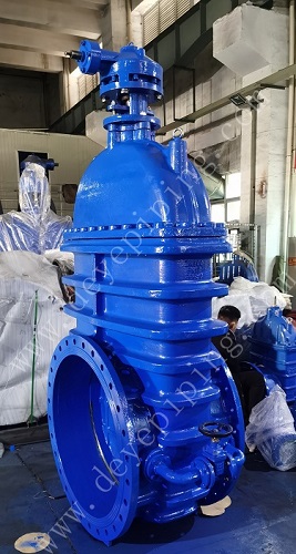 DN1200 PN10 metal seated ductile iron Gate valve, (BS5150 With bypass & Bevel Gear)